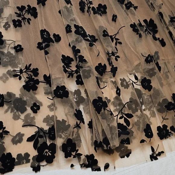 Romantic Tiered Ruffled Maxi Skirt | Black Tulle Evening Skirt | Size Small - Picture 5 of 11